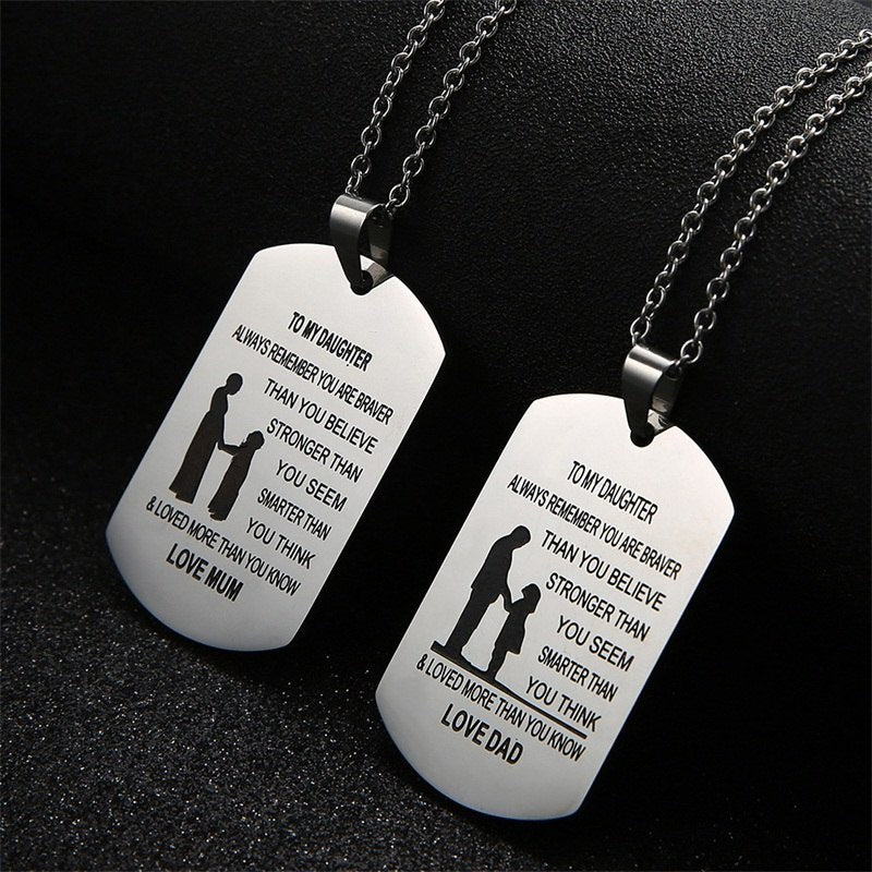 TO MY SON Stainless Steel Pendant Necklaces Engrave Name Love Dad Mum ID Tag Necklaces Customized Jewelry