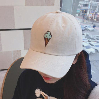 Hat Korean Version Of The Soft Sister Children's Ice Cream Bend Along The Baseball Tide Casual Men's Spring And Summer Caps Sun Hat