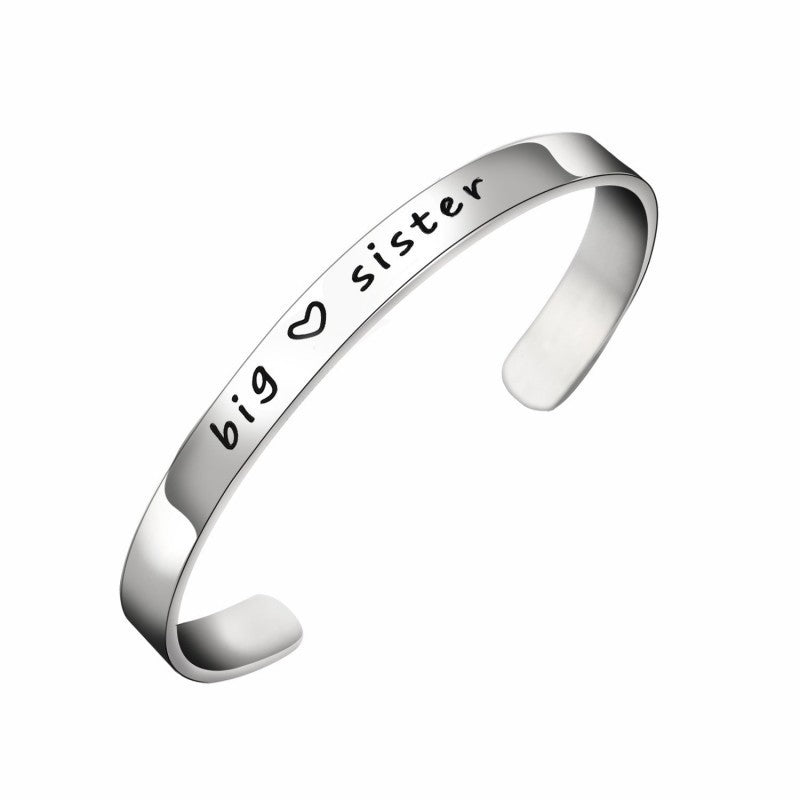 Simple Sister Sister Lettering Hand Ring