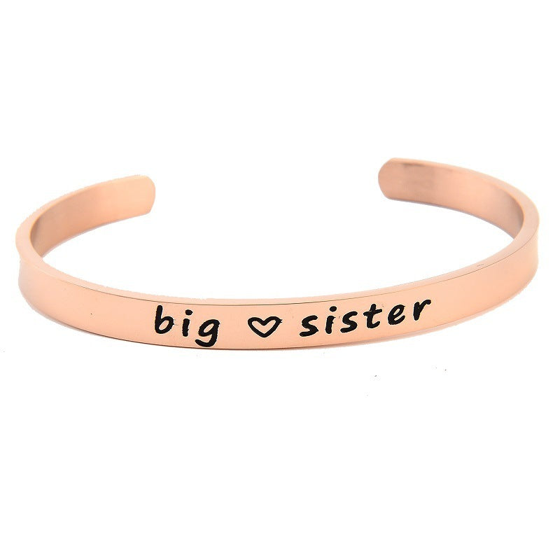 Simple Sister Sister Lettering Hand Ring