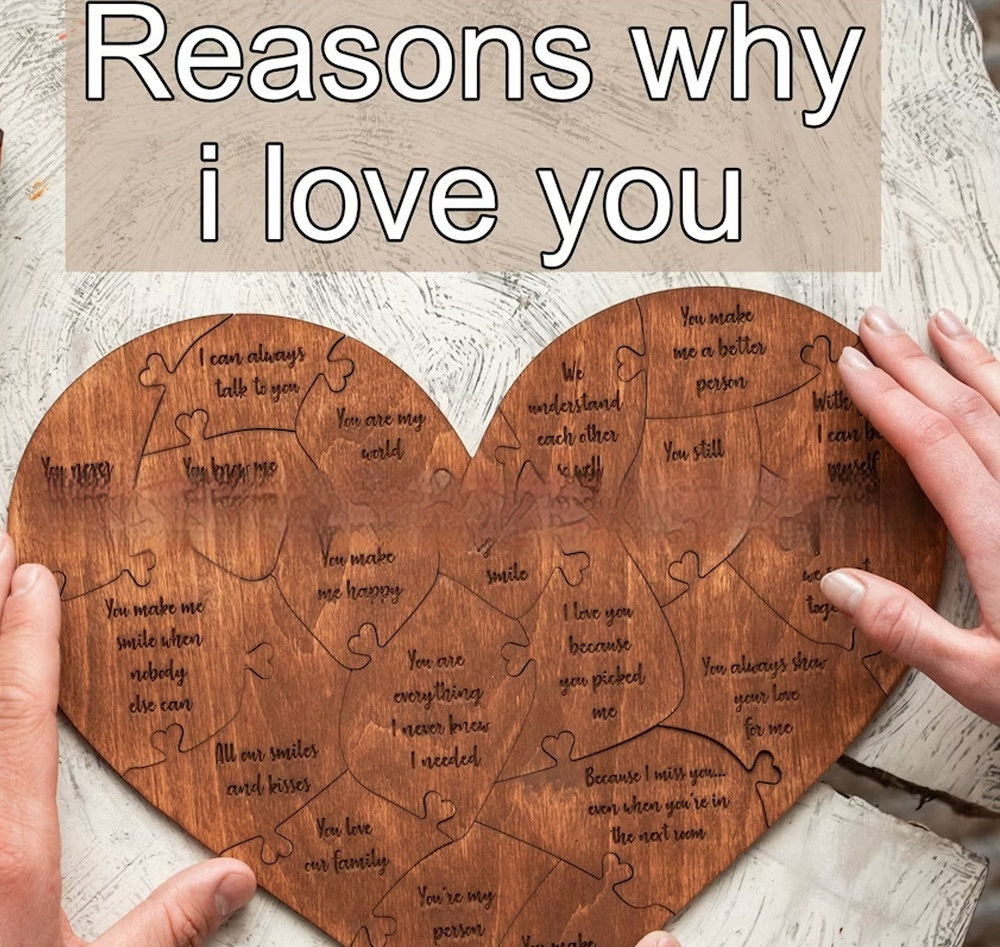 Reasons Why I Love You Wooden Heart Puzzle Romantic Love Jigsaw Pu
zzle Wedding Anniversary For Wife Husband Birthday Gifts Valentine's Day Gift