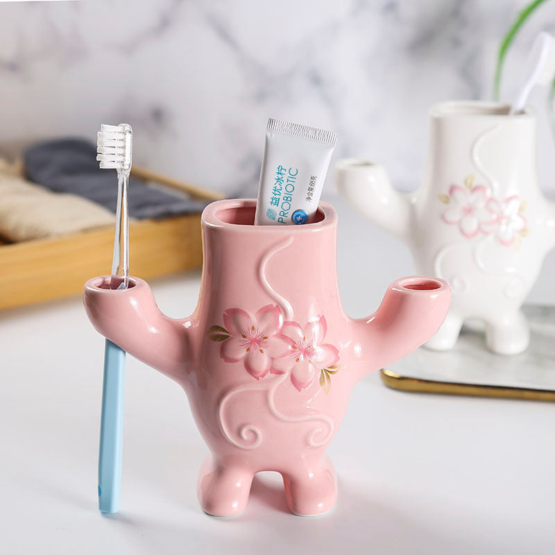 Home Bathroom Set Human Toothbrush Holder