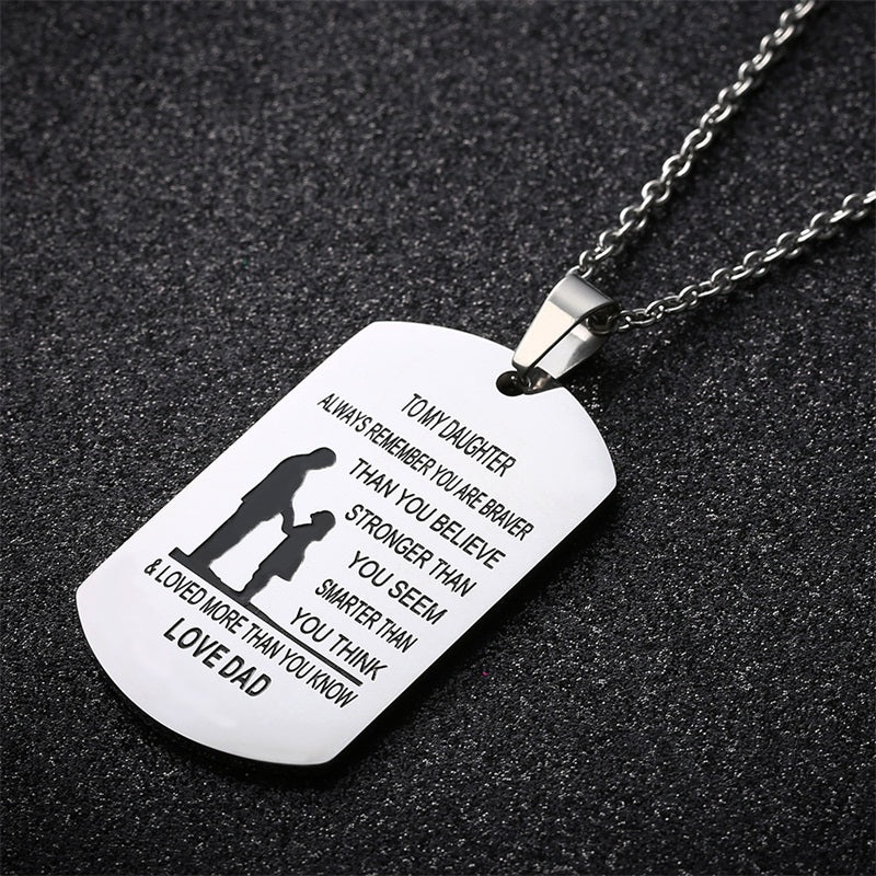 TO MY SON Stainless Steel Pendant Necklaces Engrave Name Love Dad Mum ID Tag Necklaces Customized Jewelry