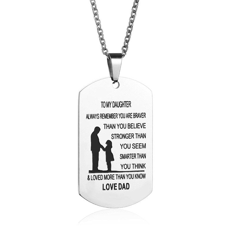 TO MY SON Stainless Steel Pendant Necklaces Engrave Name Love Dad Mum ID Tag Necklaces Customized Jewelry