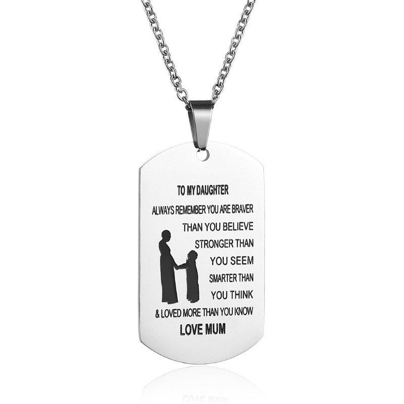 TO MY SON Stainless Steel Pendant Necklaces Engrave Name Love Dad Mum ID Tag Necklaces Customized Jewelry