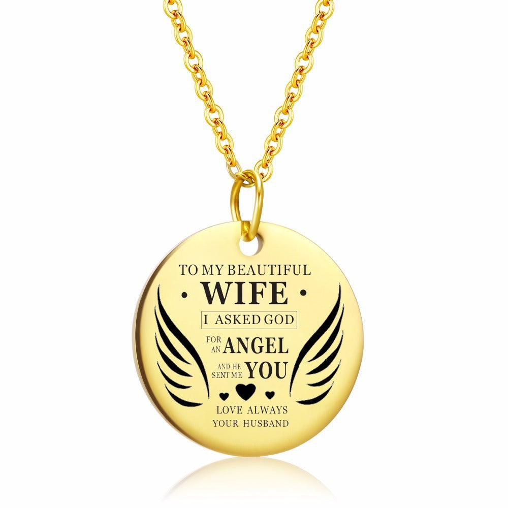 To My Beautiful Wife My Angel Round Necklace