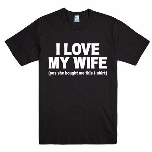 I Love My WIFE Letter Print Couple T-shirt