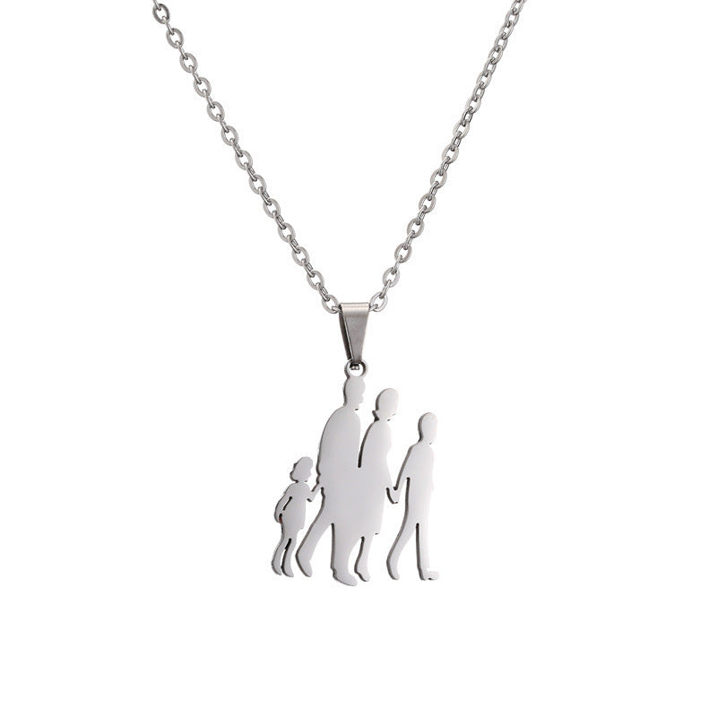 Titanium Steel Mother Son Daughter Minimalist Necklace