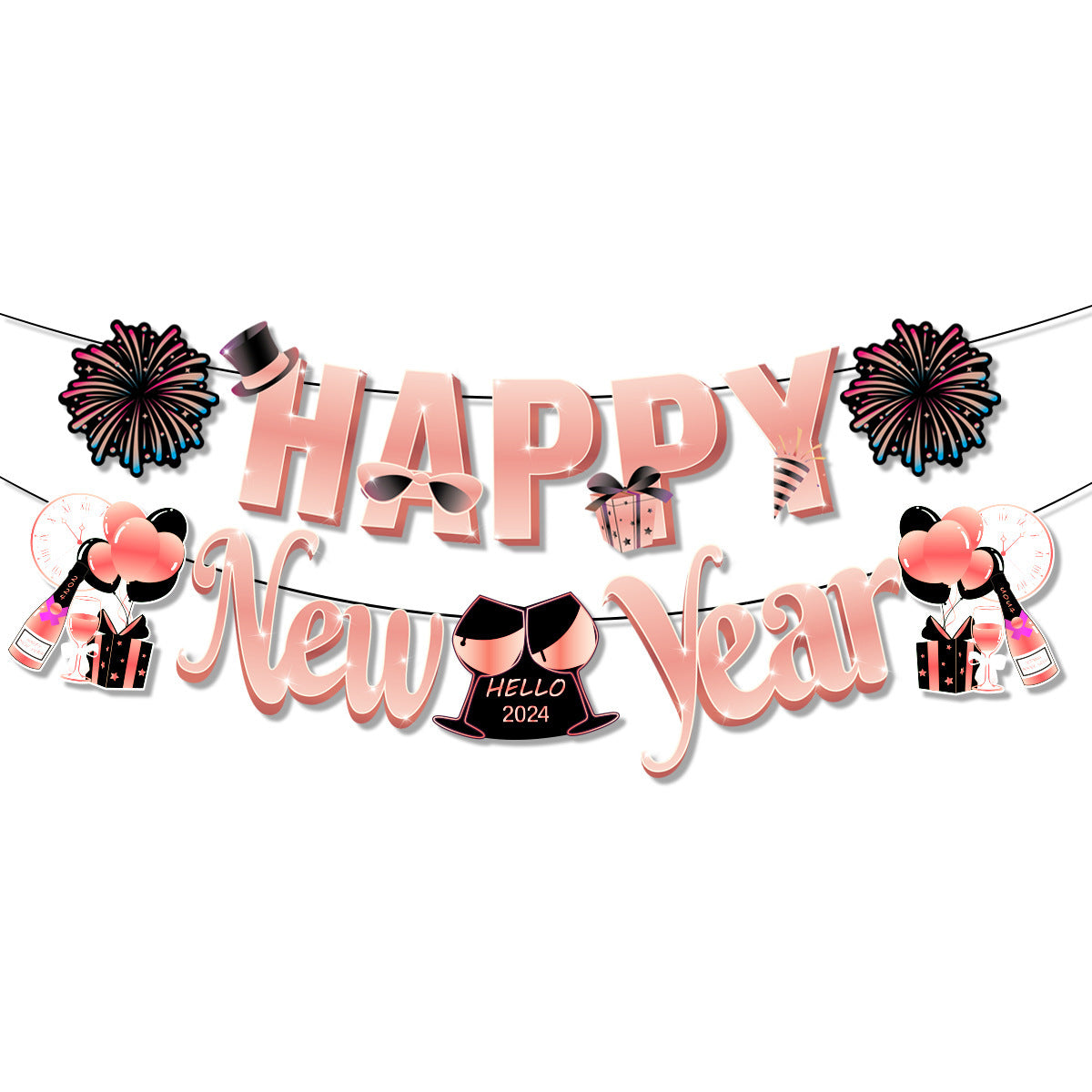 2024happy New Year Happy New Year Hanging Flag
