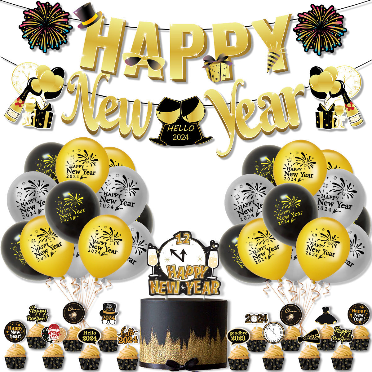 2024happy New Year Happy New Year Hanging Flag