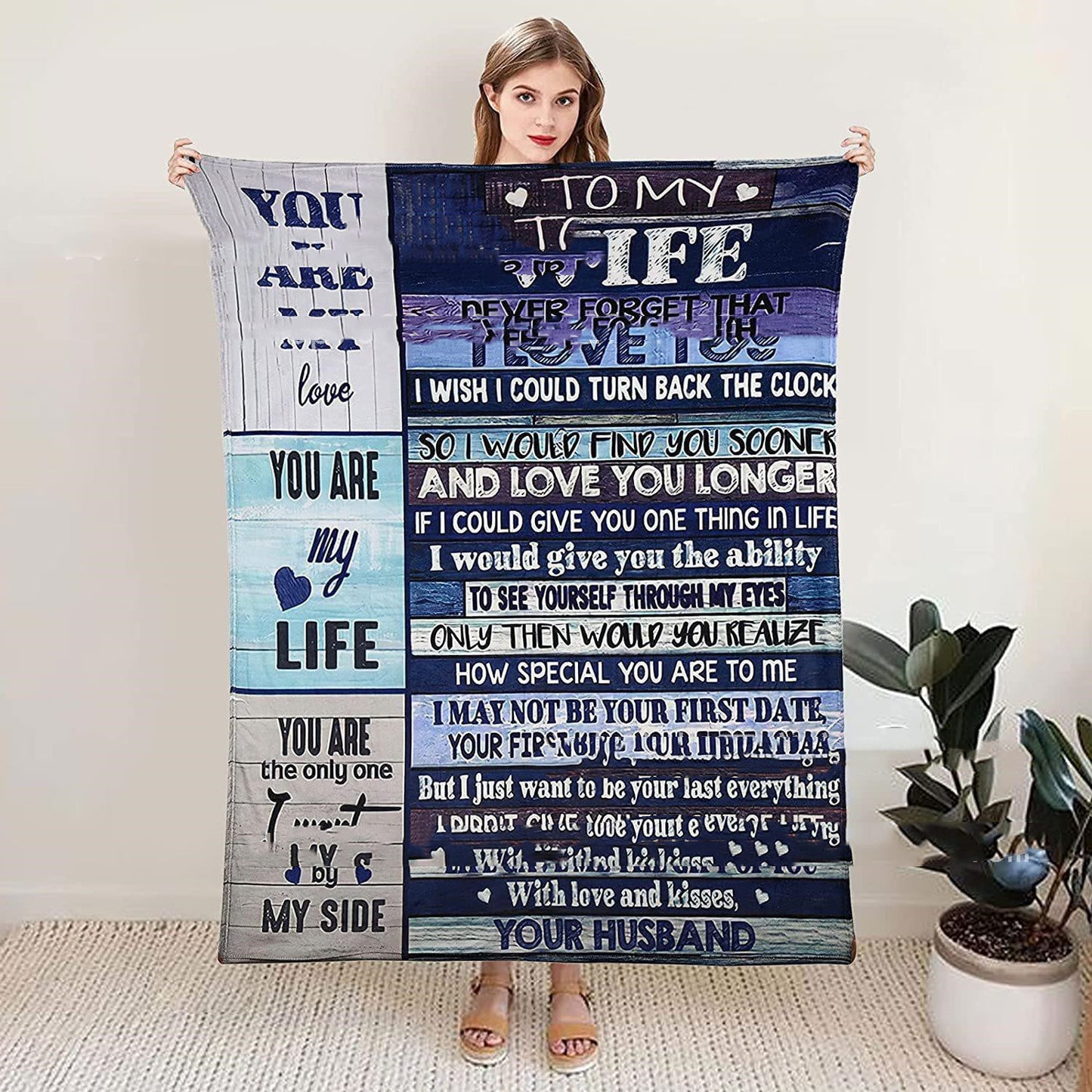 English Series Envelope-style Flannel Gift Blanket For Husband To Wife