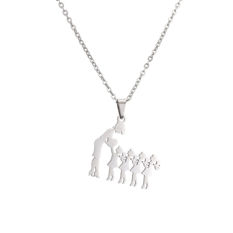 Titanium Steel Mother Son Daughter Minimalist Necklace