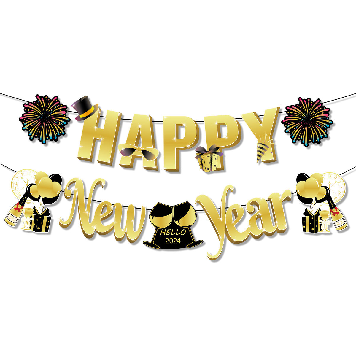 2024happy New Year Happy New Year Hanging Flag