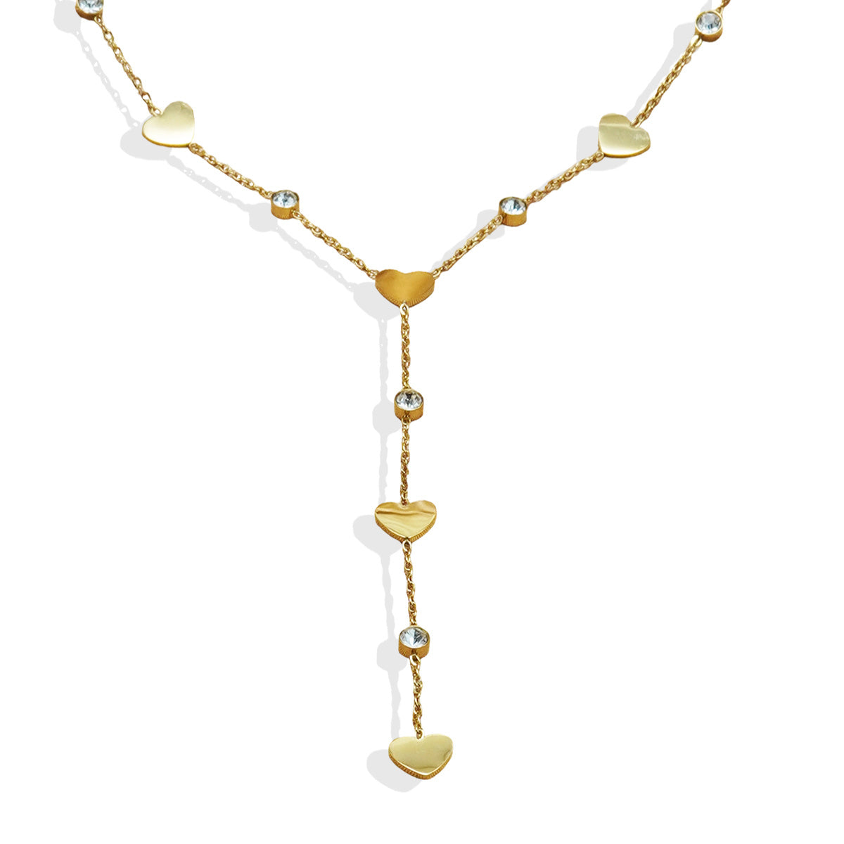 Lxalry 18K Gold Plated Rhinestone Necklace  Recycled Stainless Steel Modern Minimalist Jewelry Hypoallergenic  Ocean Safe Gift For Women Wife Mom Everyday Glam With Golden Hour Glow
