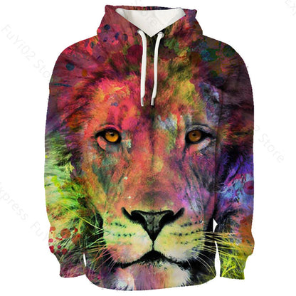 Animal 3d Wolf Pattern Hoodie Men And Women Sports Casual Wear