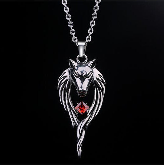 Men's Titanium Steel Wolf Head Totem Necklace Pendant