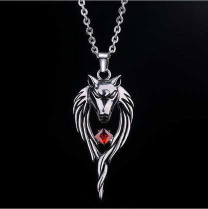 Men's Titanium Steel Wolf Head Totem Necklace Pendant
