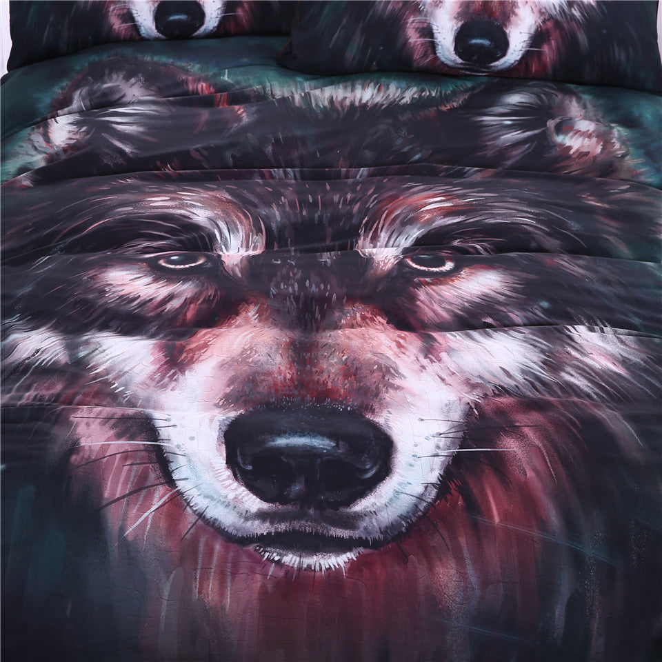 Four-piece oil painting wolf print home textile kit