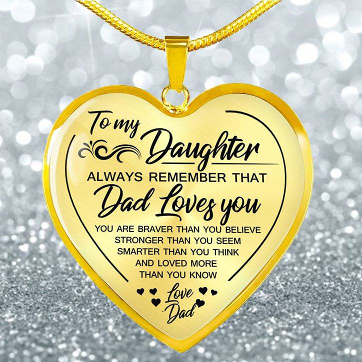 Necklace To my Daughter lovedad Peach Heart Alloy