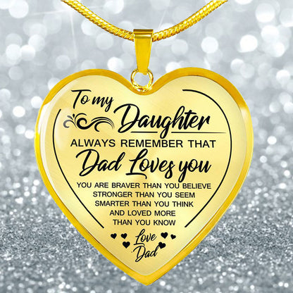 Necklace To my Daughter lovedad Peach Heart Alloy