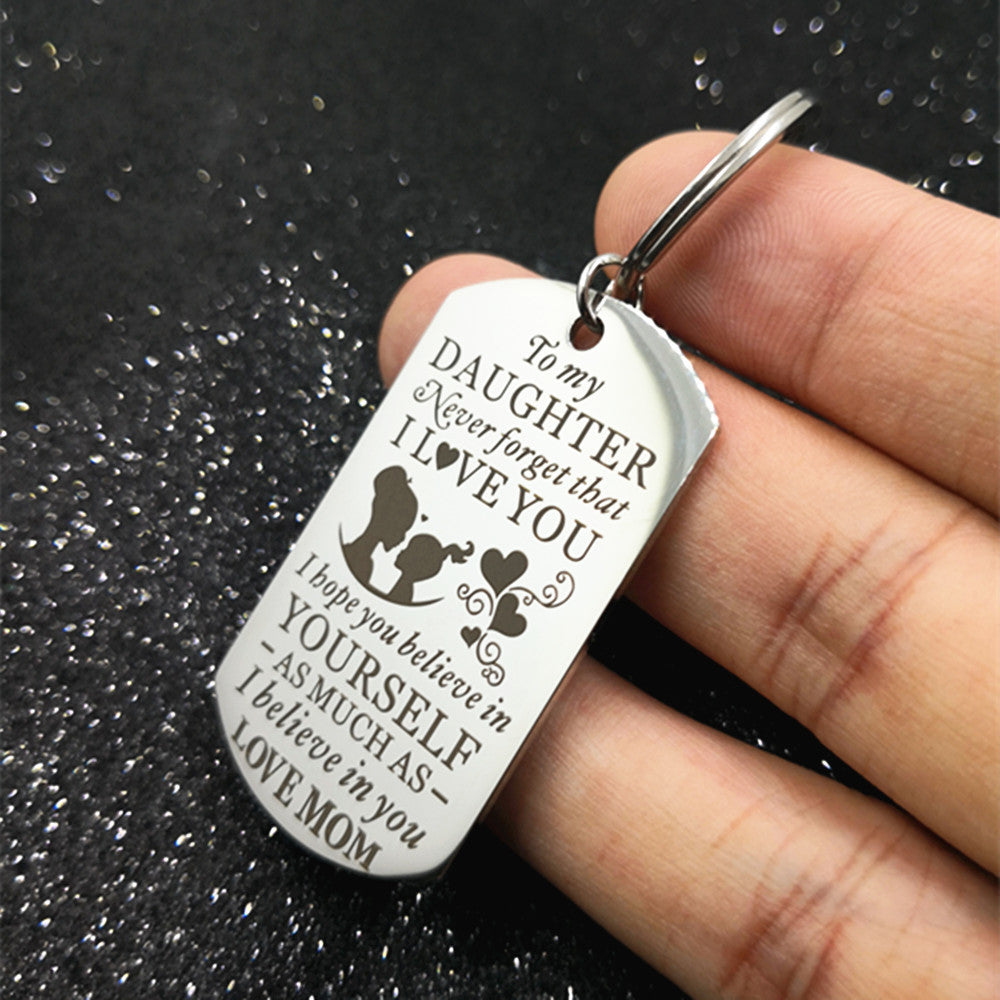 Stainless Steel Key Ring Mom Daughter Keychain