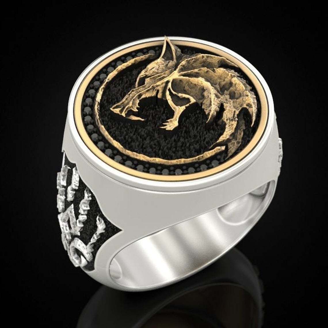 Wolf Claw Viking Warrior Retro Two-tone Men's Ring