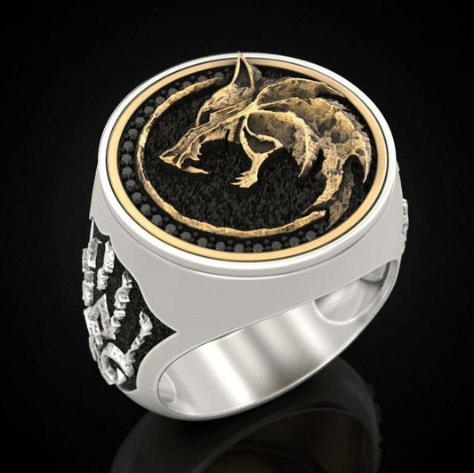 Wolf Claw Viking Warrior Retro Two-tone Men's Ring