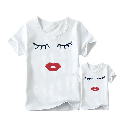 European and American INS Princess Print Mother's Day Mother and Daughter Parent-child T-shirt