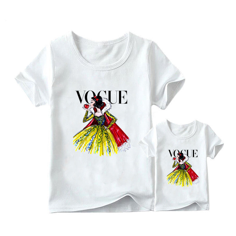 European and American INS Princess Print Mother's Day Mother and Daughter Parent-child T-shirt