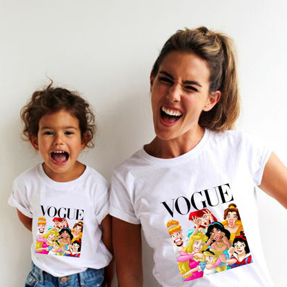 European and American INS Princess Print Mother's Day Mother and Daughter Parent-child T-shirt