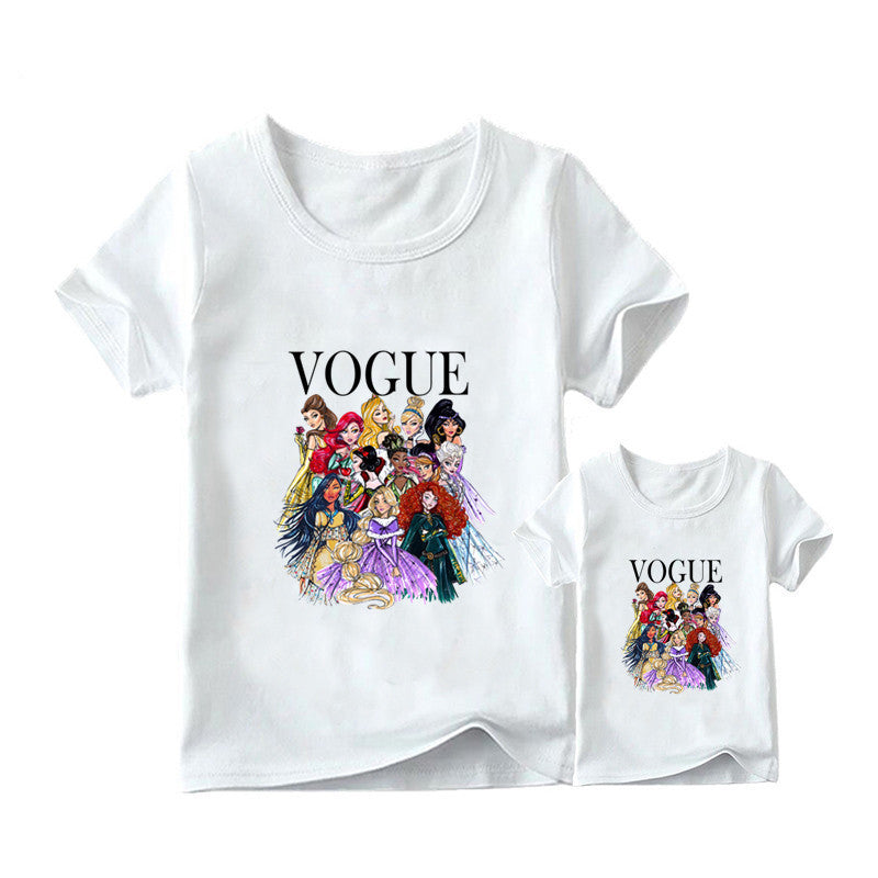 European and American INS Princess Print Mother's Day Mother and Daughter Parent-child T-shirt