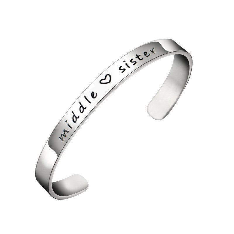 Simple Sister Sister Lettering Hand Ring