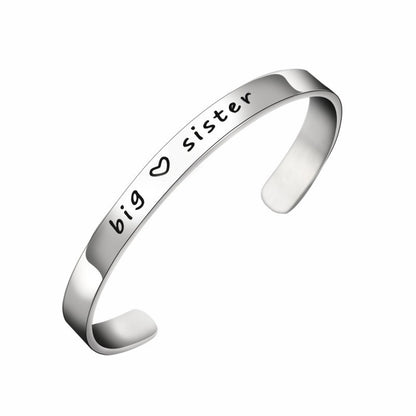 Simple Sister Sister Lettering Hand Ring