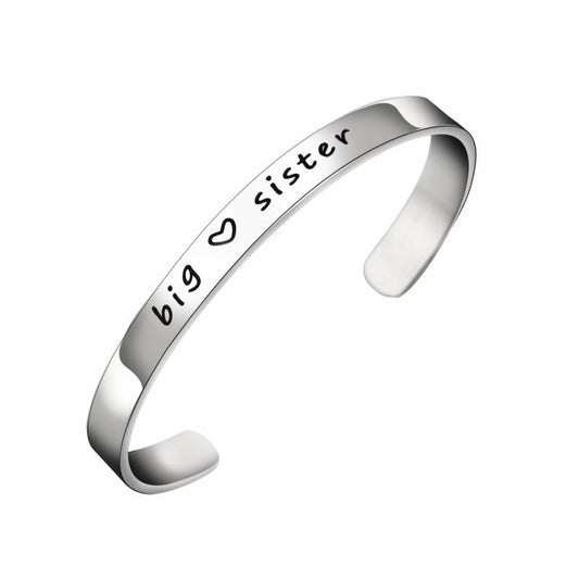 Simple Sister Sister Lettering Hand Ring