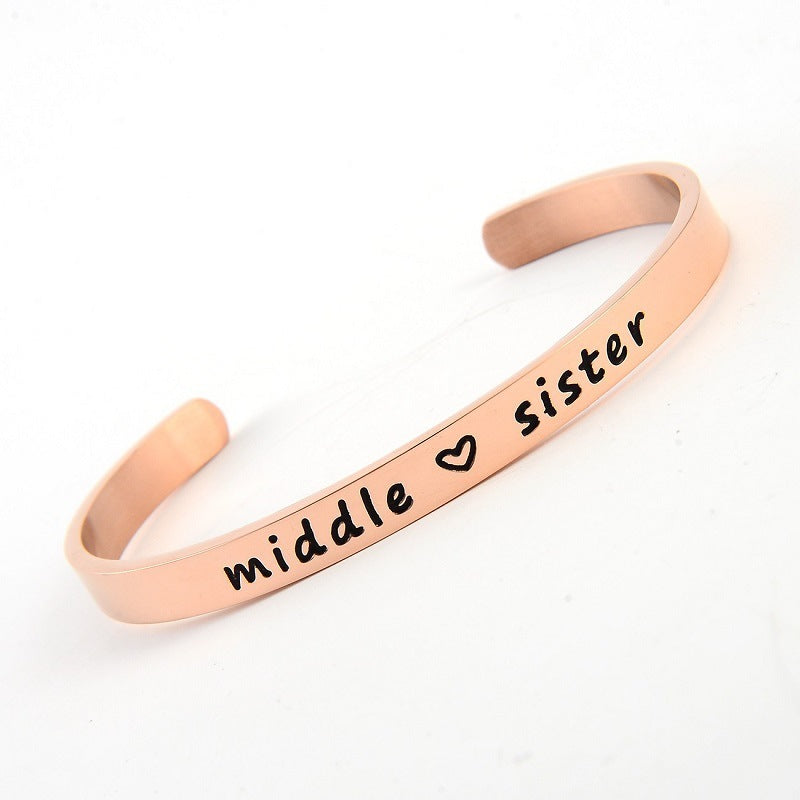 Simple Sister Sister Lettering Hand Ring