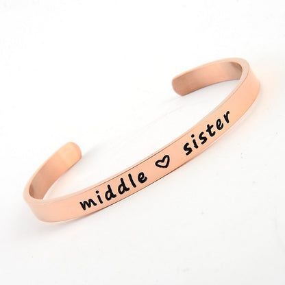 Simple Sister Sister Lettering Hand Ring
