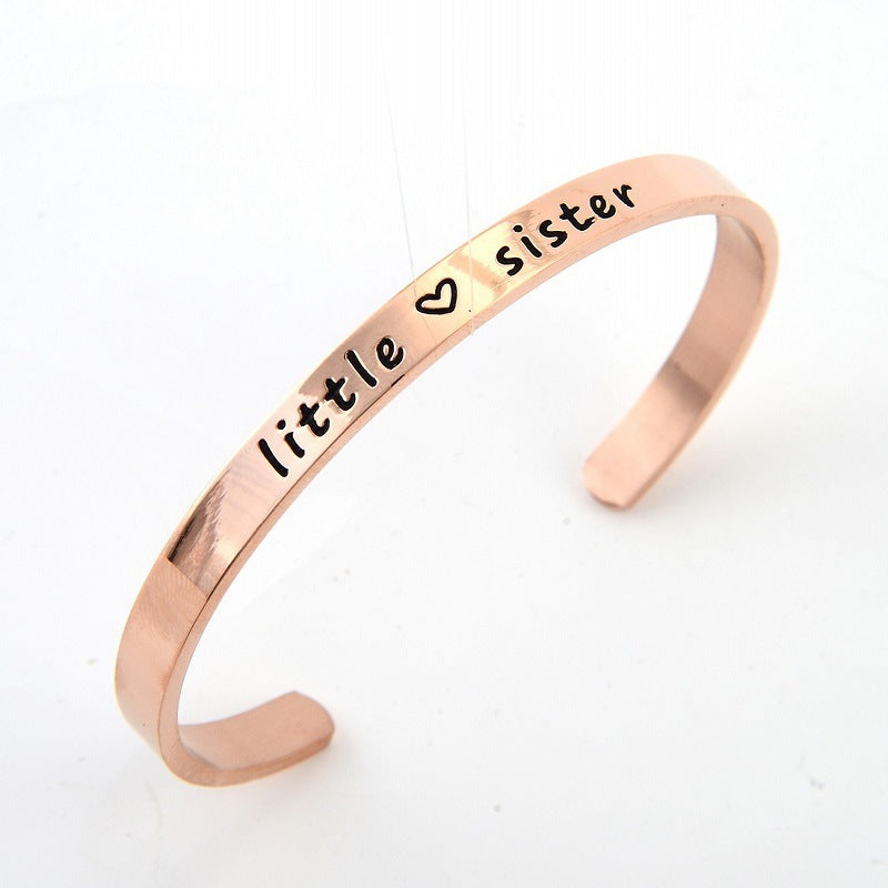 Simple Sister Sister Lettering Hand Ring