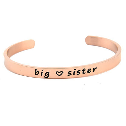 Simple Sister Sister Lettering Hand Ring