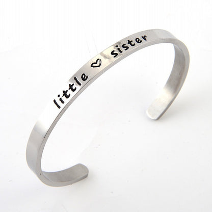 Simple Sister Sister Lettering Hand Ring
