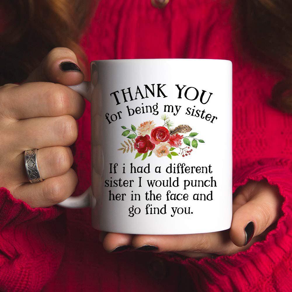 Thank You Sister Wife Ceramic Coffee Mark Cup Water Cup Wife Auntie Flower