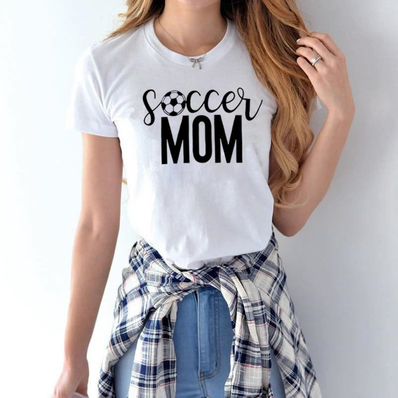 Soccer Mom T-shirt Women Soccer Football Print Game Day Sports T-shirt