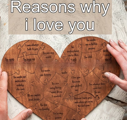 Reasons Why I Love You Wooden Heart Puzzle Romantic Love Jigsaw Pu
zzle Wedding Anniversary For Wife Husband Birthday Gifts Valentine's Day Gift