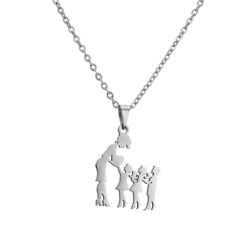 Titanium Steel Mother Son Daughter Minimalist Necklace