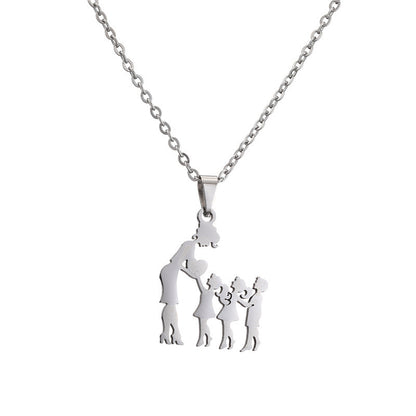 Titanium Steel Mother Son Daughter Minimalist Necklace