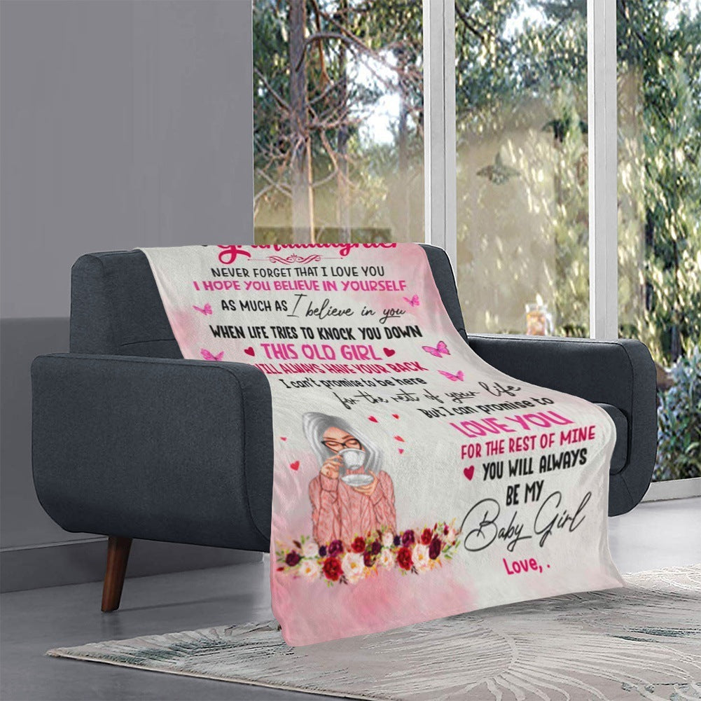 Tea Girl Flower Print For Granddaughter Family Blanket
