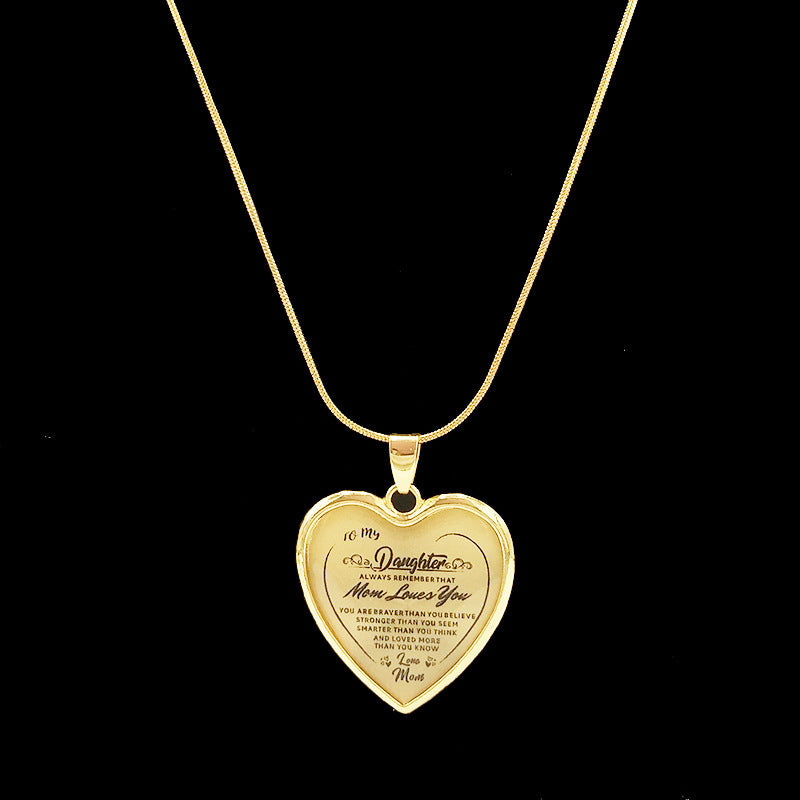 Necklace To my Daughter lovedad Peach Heart Alloy