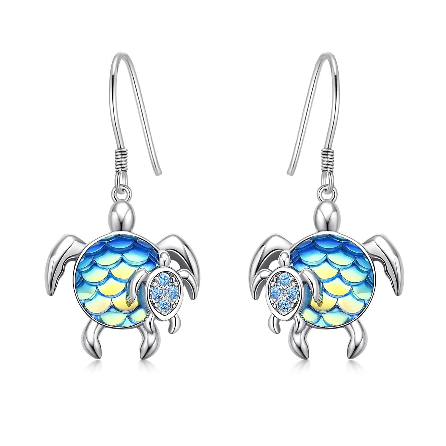 Turtle Earrings Sterling Silver Mom and Baby Dangle Mother and Daughter Tortoise