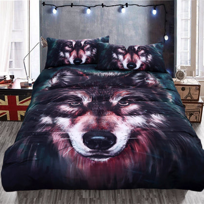 Four-piece oil painting wolf print home textile kit