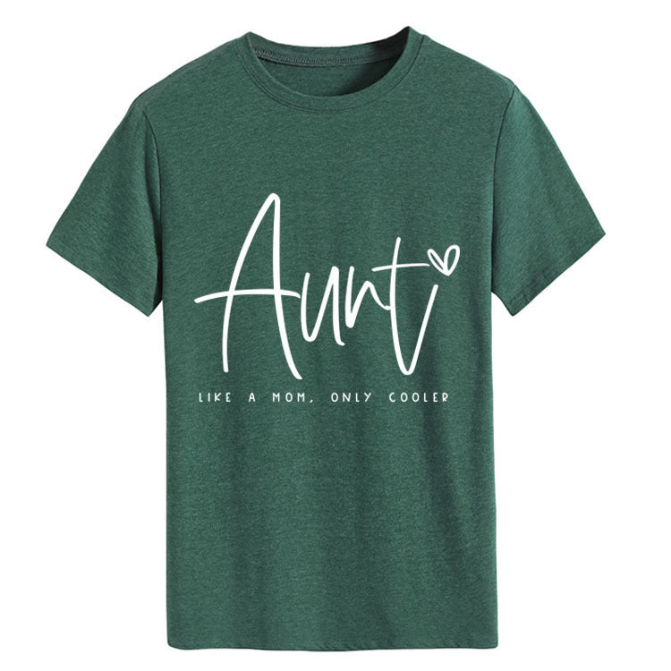 AUNT LIKE A MOM Fashion Round Neck Loose Short Sleeves