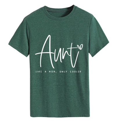 AUNT LIKE A MOM Fashion Round Neck Loose Short Sleeves